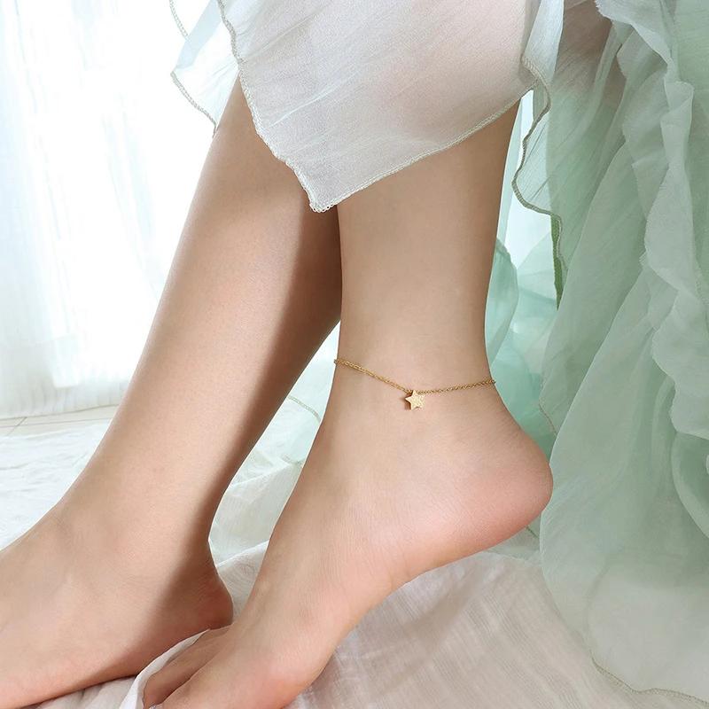 Fashion Heart Female Anklets Barefoot Sandals Titanium Steel Jewelry Leg New Anklets On Foot Ankle For Women Leg Cha